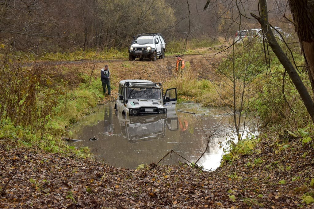 Vehicles Driving in a Puddle